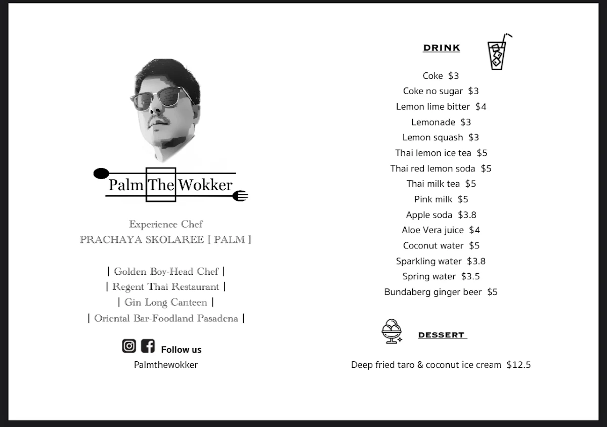 Menu, Palm The Wokker