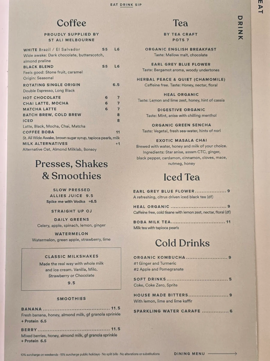 Menu, Quick Brown Fox Eatery