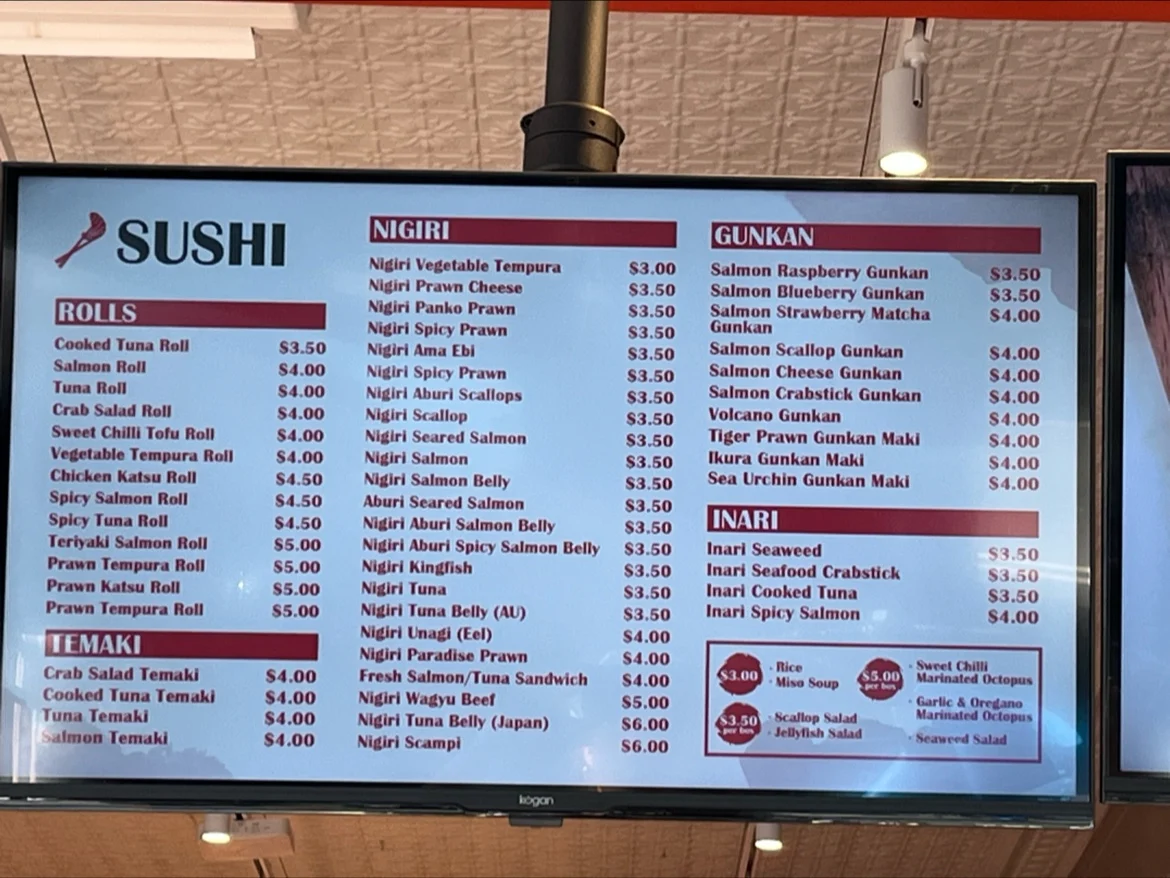 Menu, Get Sashimi Coogee