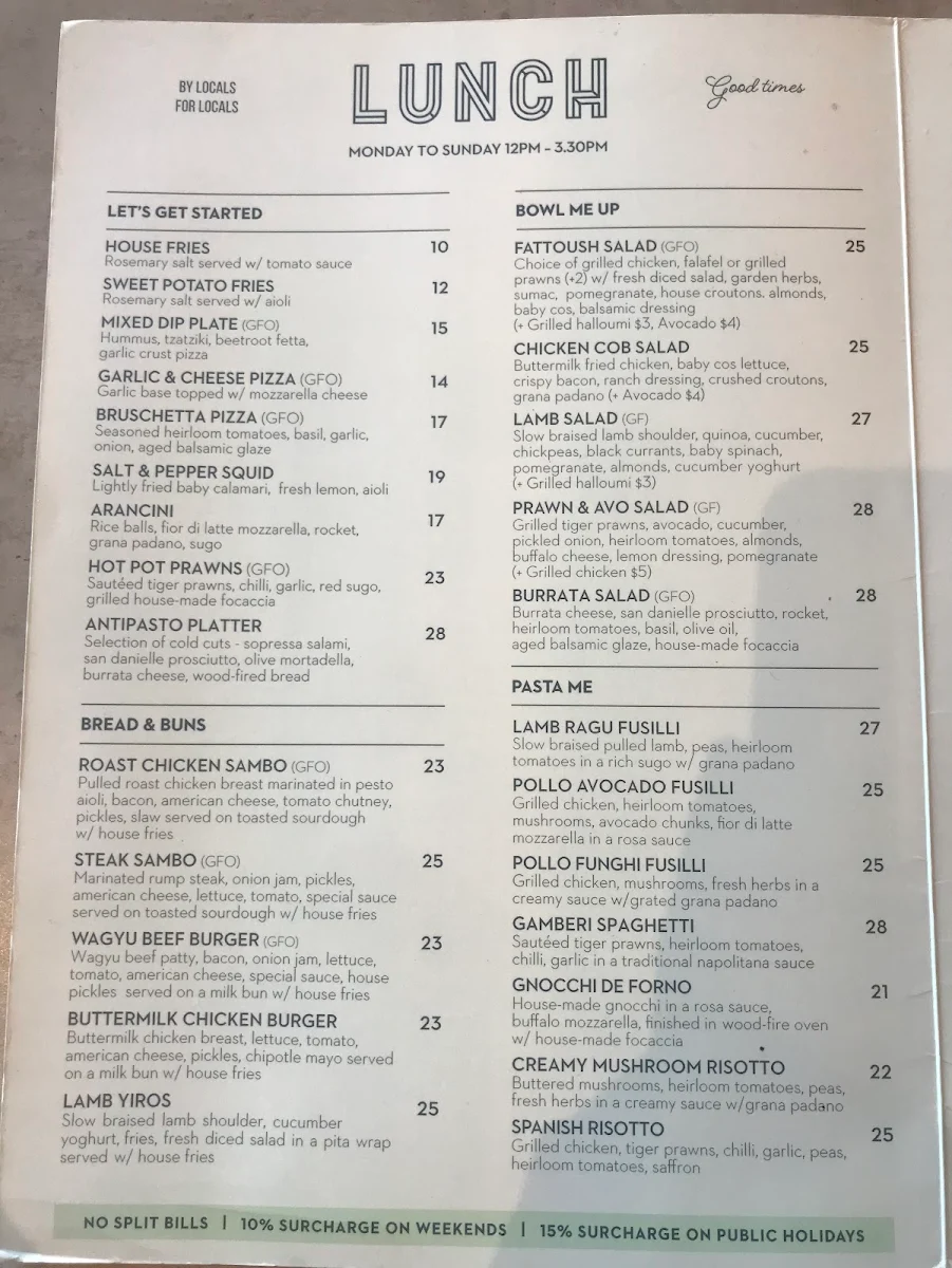 Menu, Els Cafe & Bar
