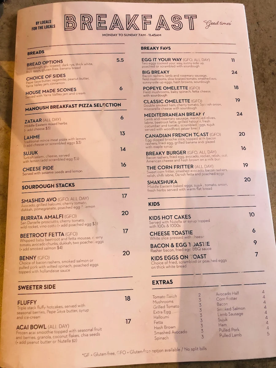 Menu, Els Cafe & Bar