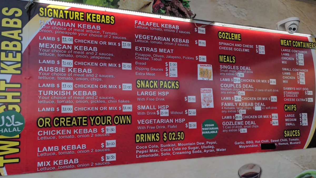 Menu, Twilight New Dawn Kebabs