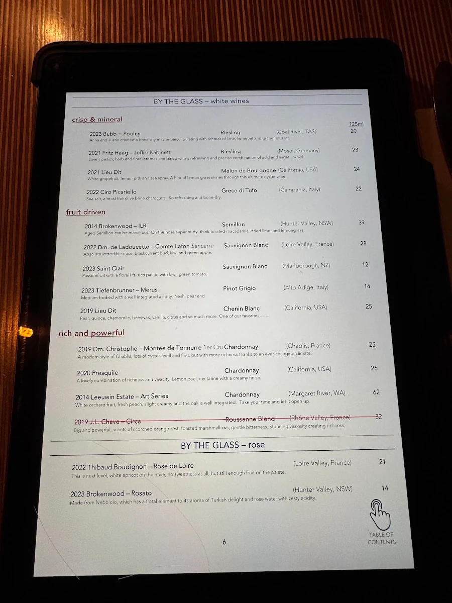 Menu, The Stunned Mullet