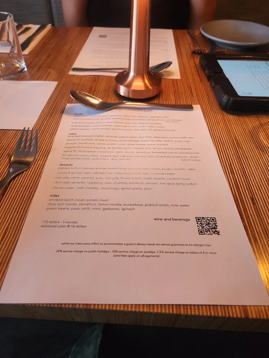Menu, The Stunned Mullet