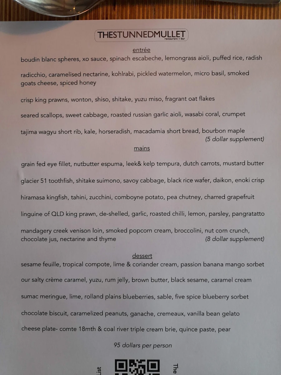 Menu, The Stunned Mullet