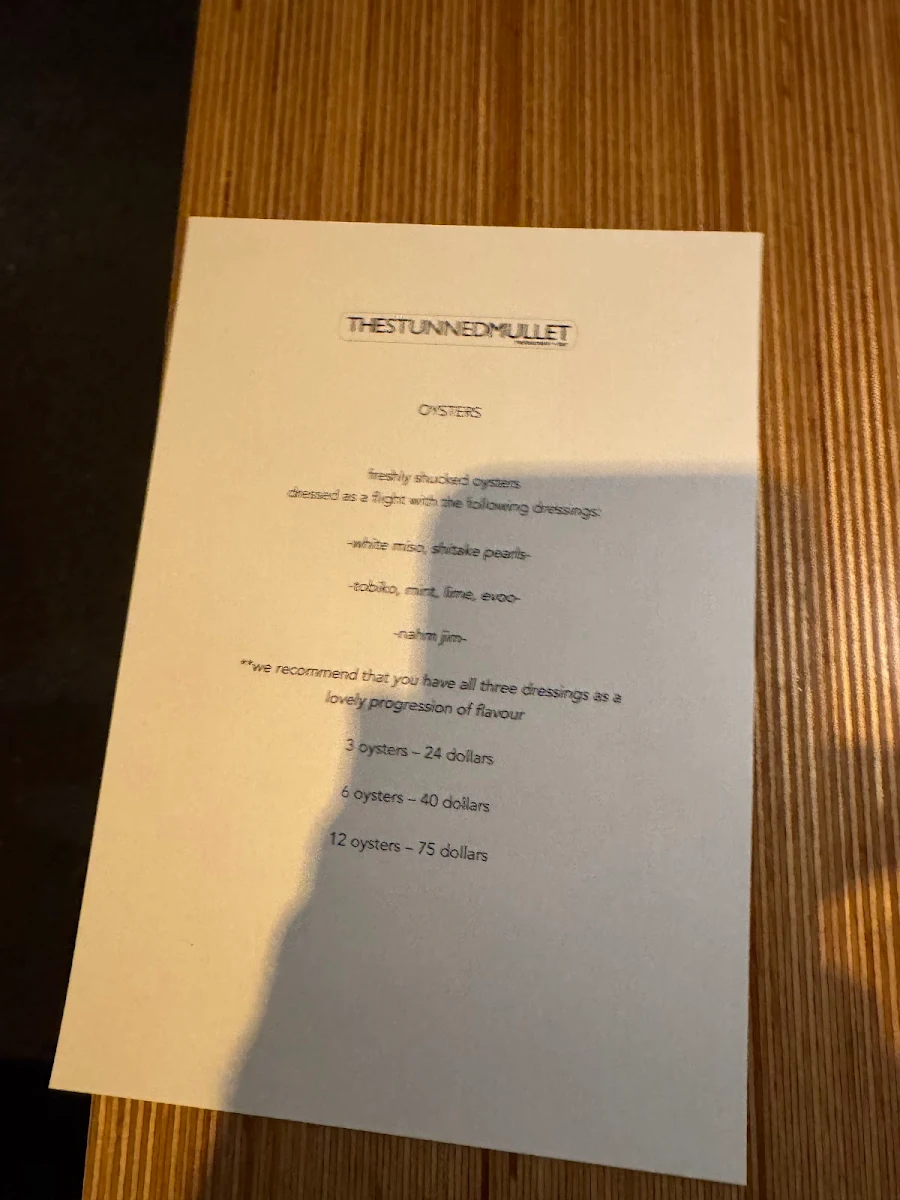 Menu, The Stunned Mullet