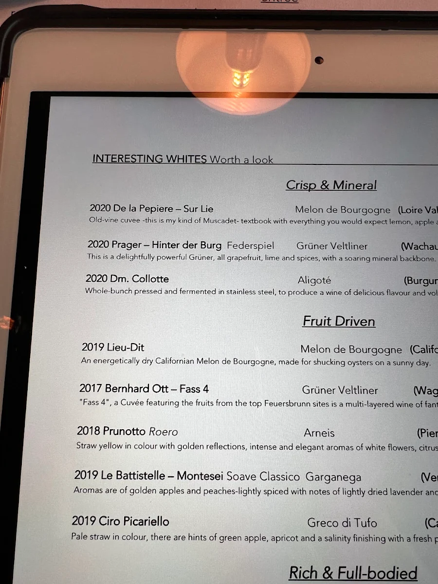 Menu, The Stunned Mullet