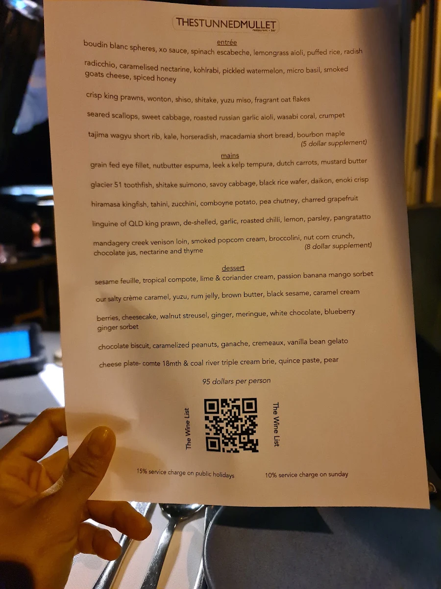 Menu, The Stunned Mullet