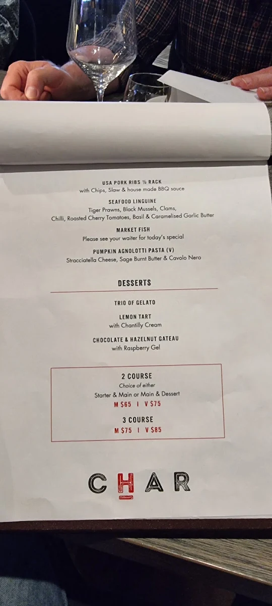 Menu, Chefs Grill