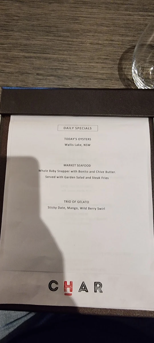 Menu, Chefs Grill