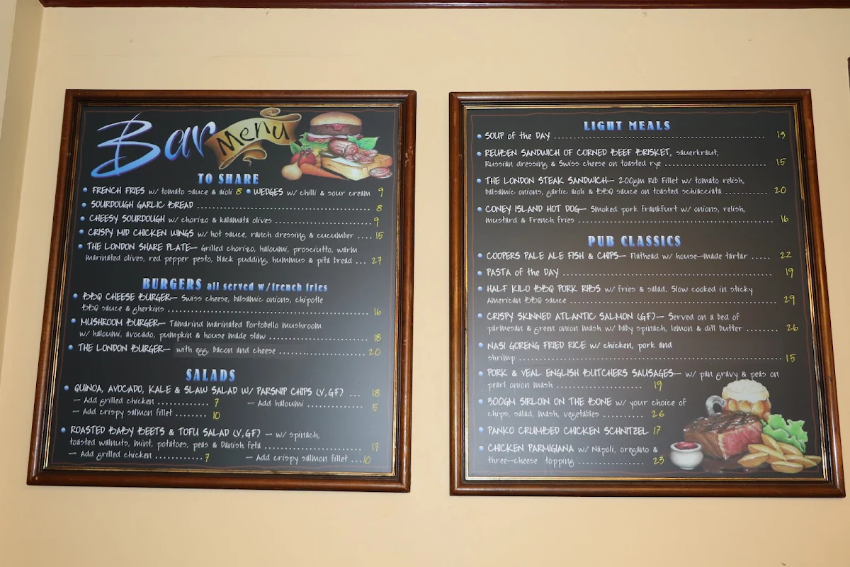 Menu, The London Hotel