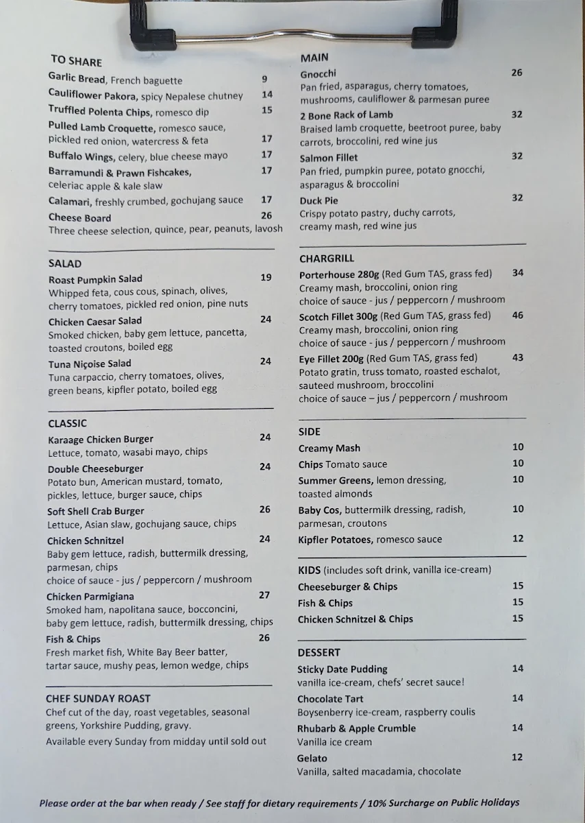 Menu, The London Hotel