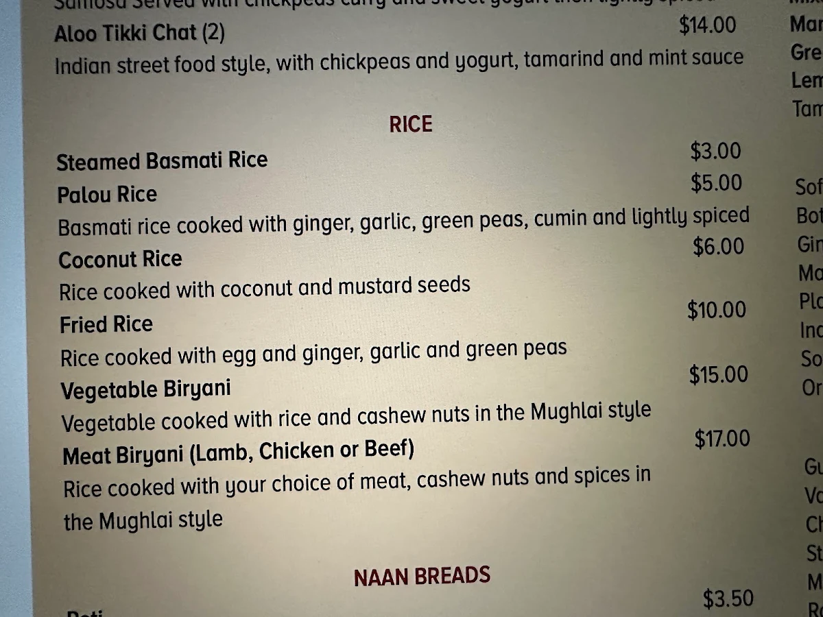 Menu, Punjabi Tadka Nambour