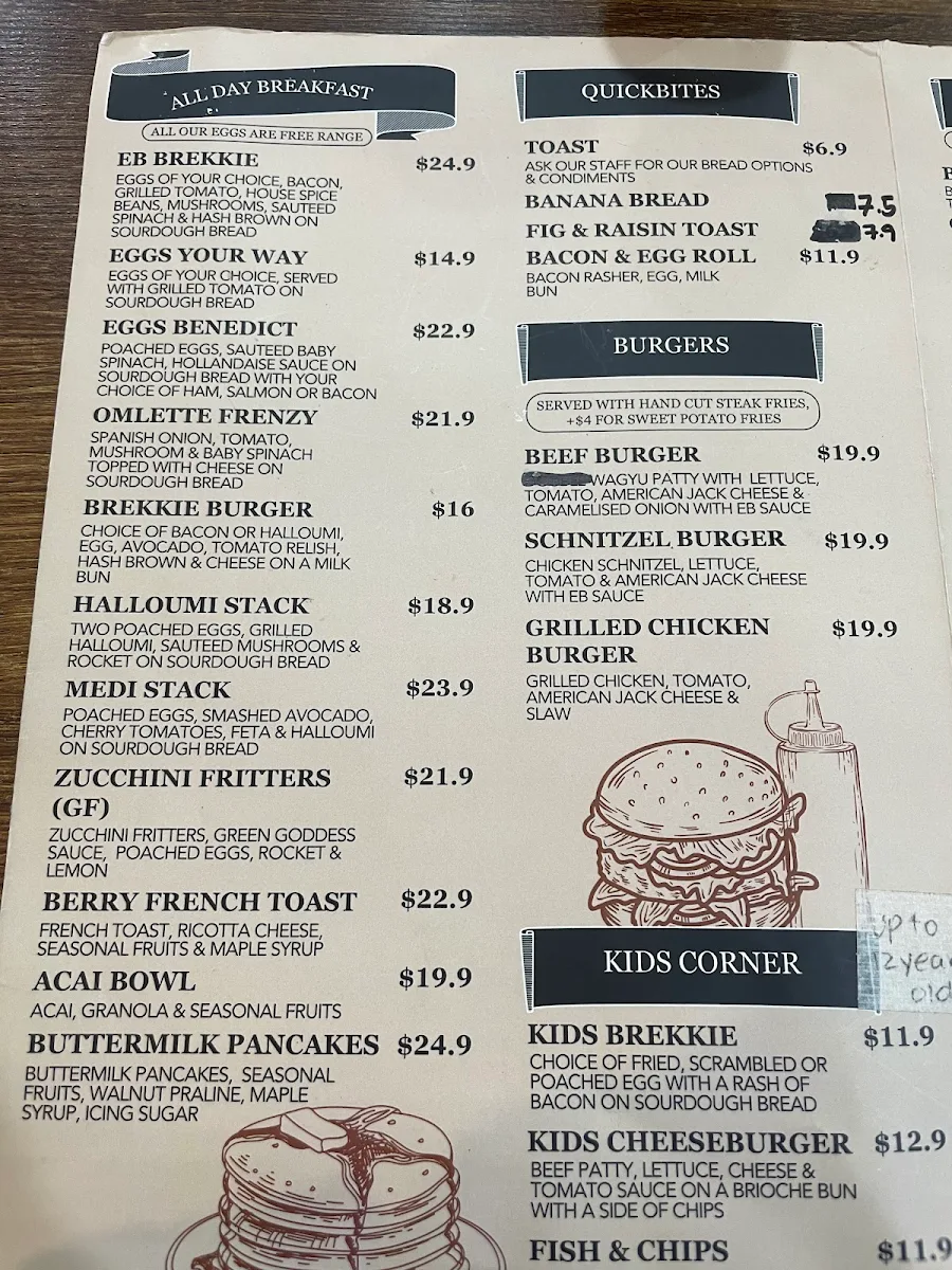 Menu, Espresso Brothers