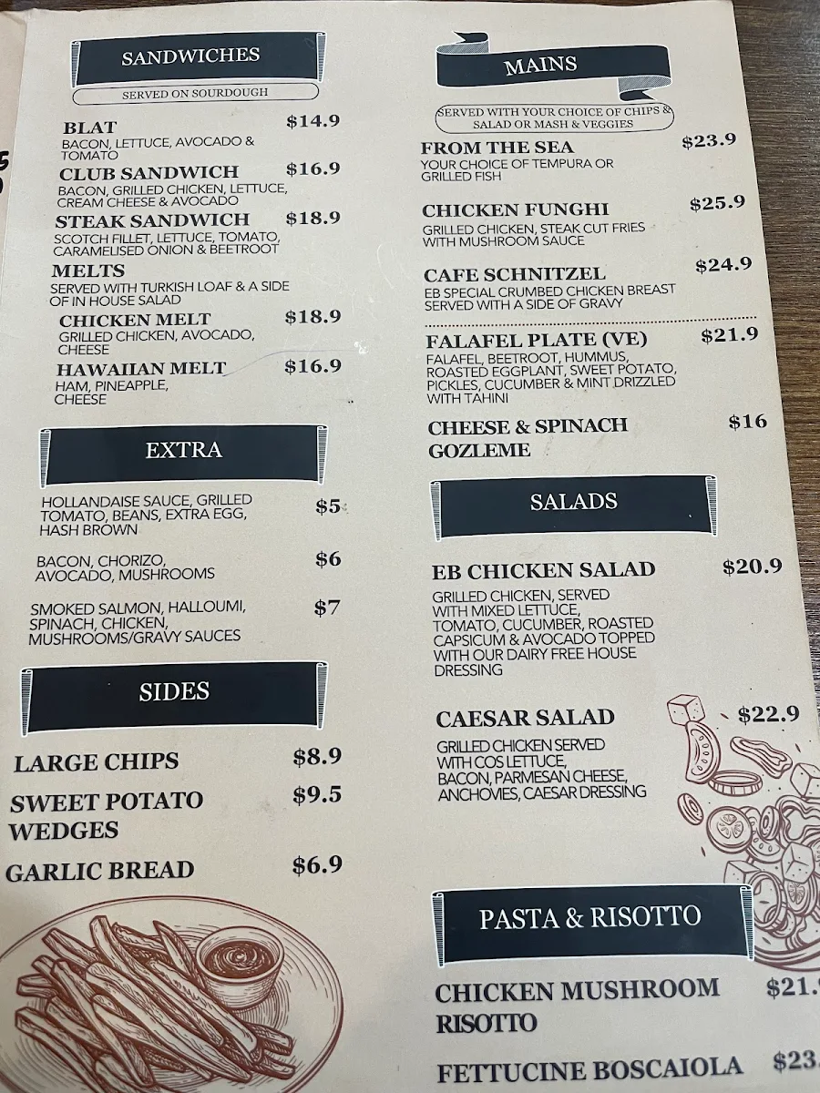 Menu, Espresso Brothers