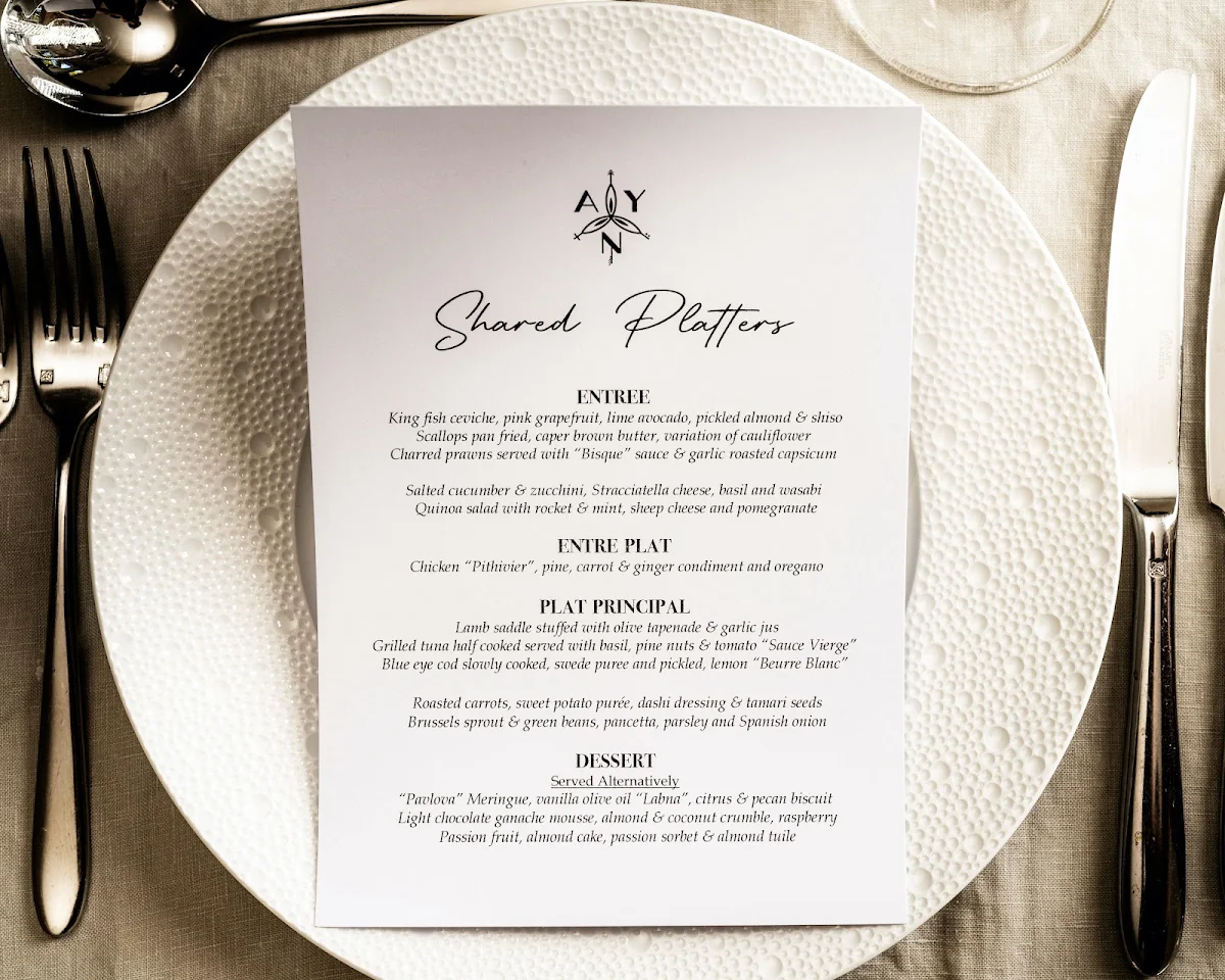 Menu, Noranise Dining - French Catering and Private Chef