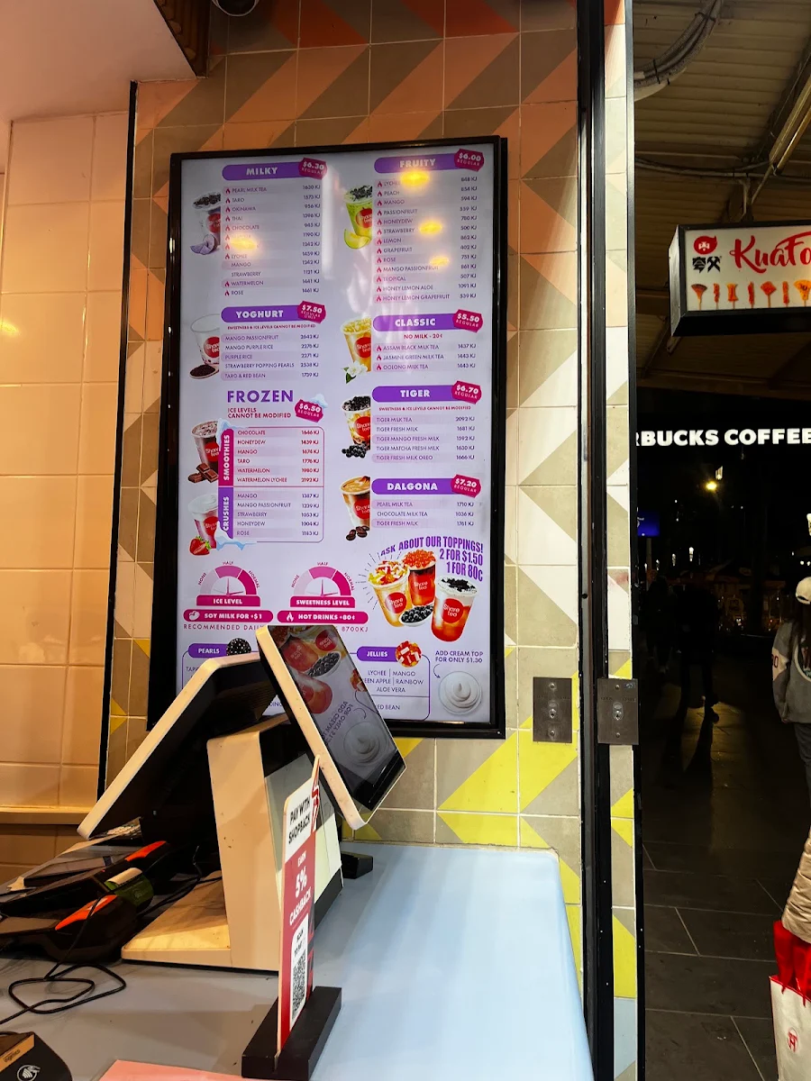 Menu, Sharetea Swanston