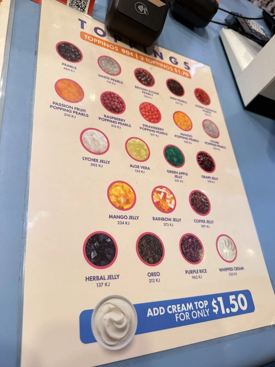Menu, Sharetea Swanston