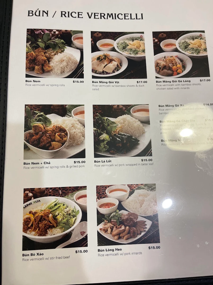 Menu, Huong Xua Canley Heights