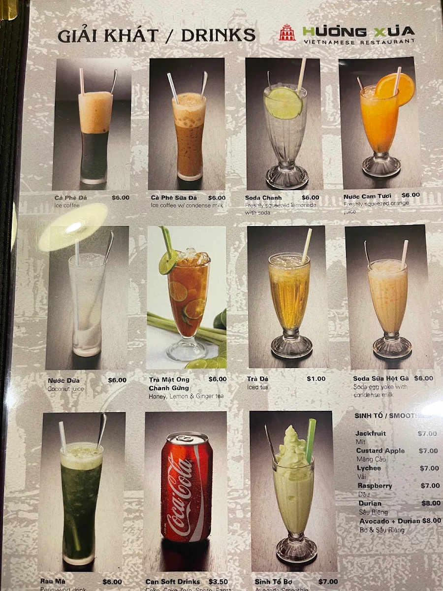 Menu, Huong Xua Canley Heights