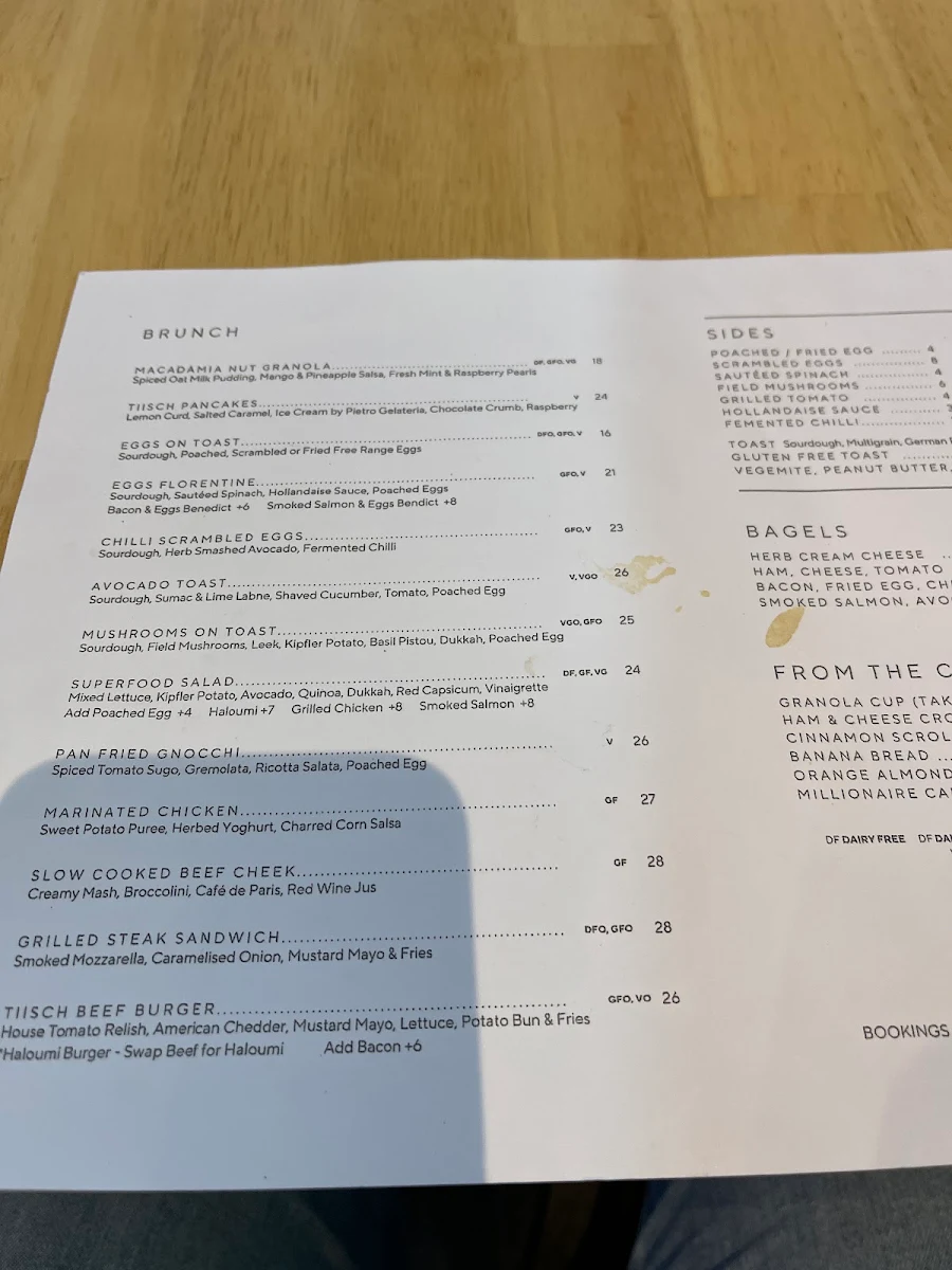 Menu, Tiisch