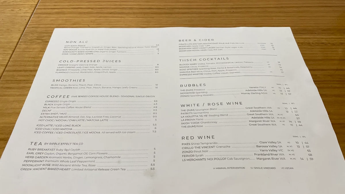 Menu, Tiisch
