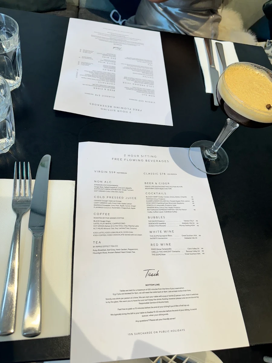 Menu, Tiisch