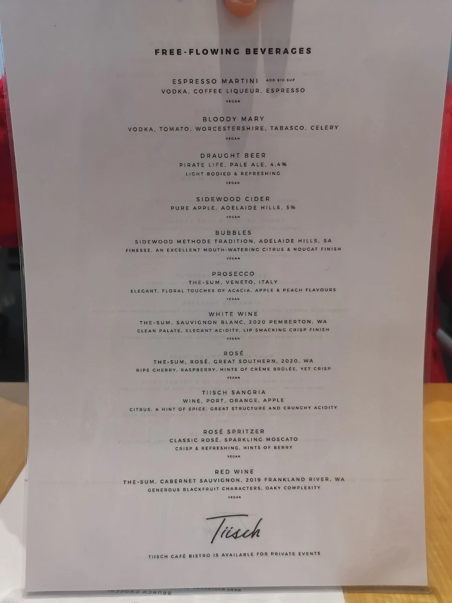 Menu, Tiisch
