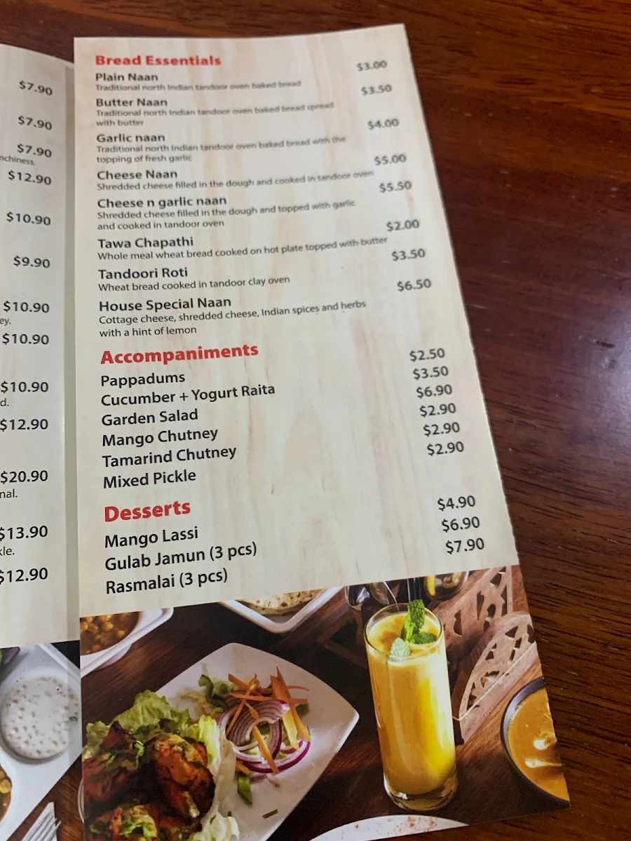 Menu, Curry n Hurry