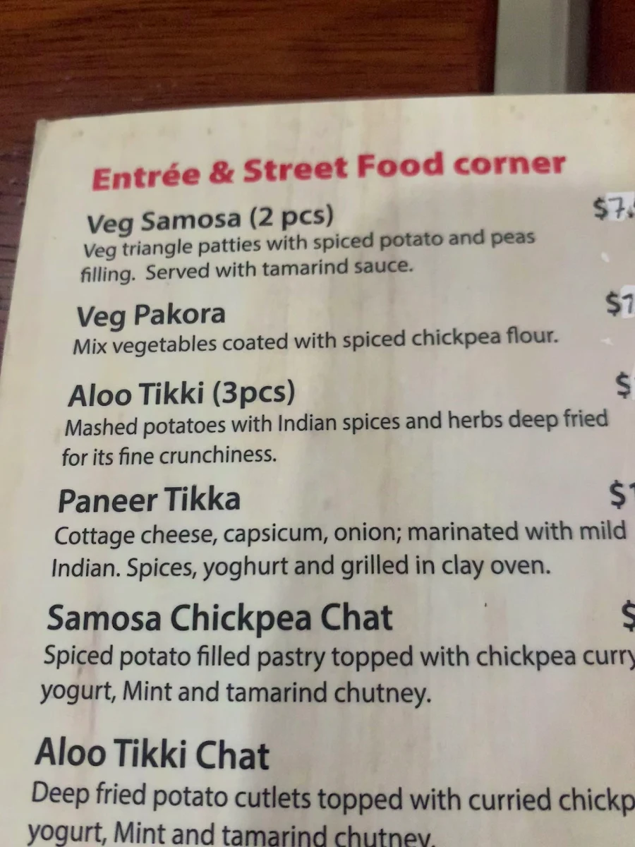 Menu, Curry n Hurry