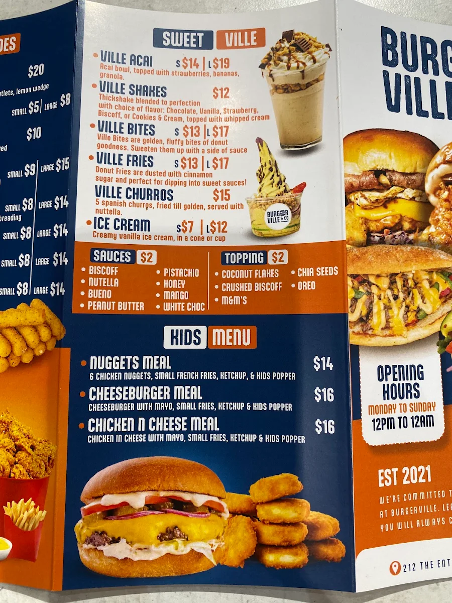 Menu, Burgerville The Entrance