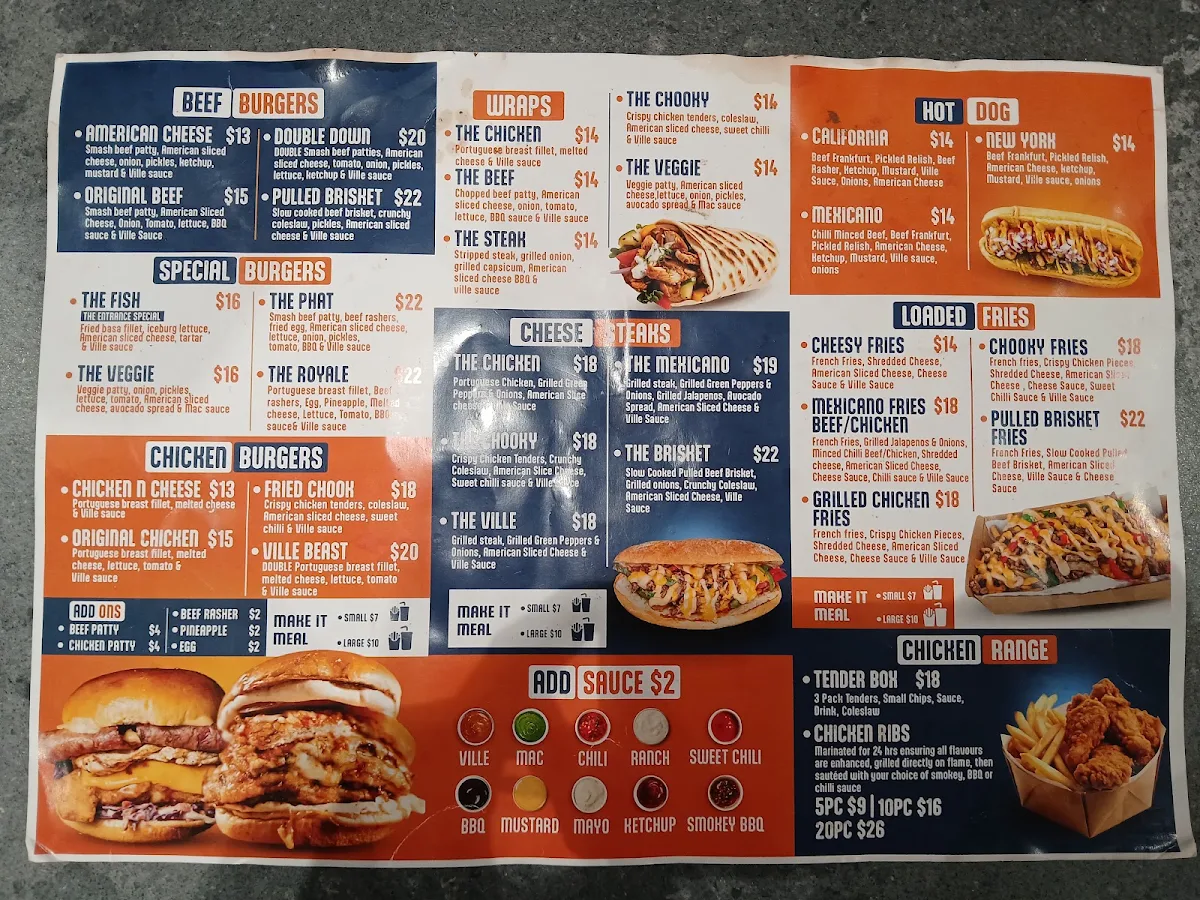 Menu, Burgerville The Entrance