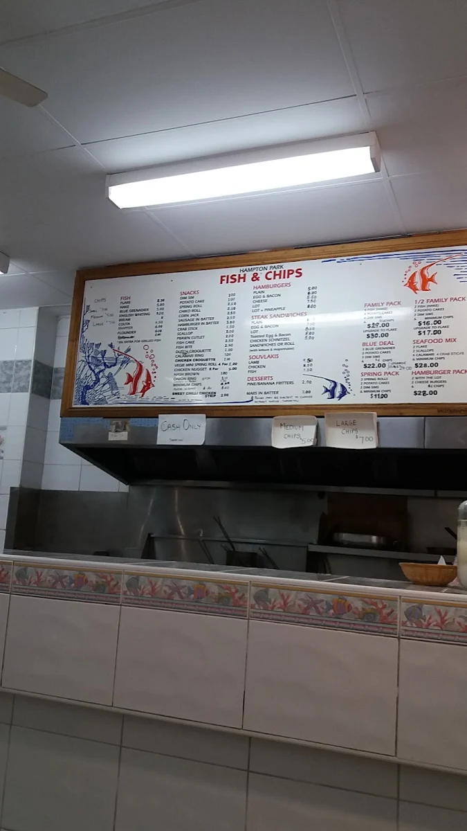 Menu, Hampton Park Fish & Chips