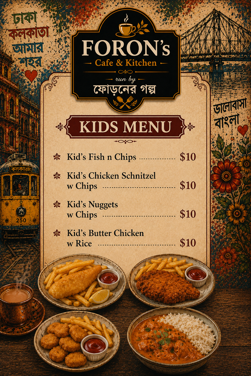 Menu, Foron's Cafe & Kitchen