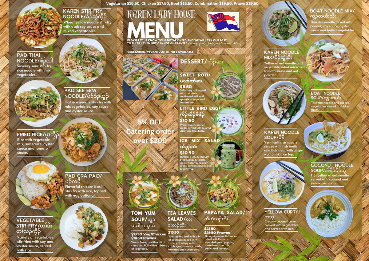 Menu, Karen Lady House Restaurant