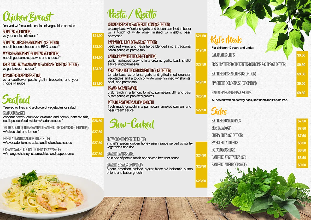 Menu, Rock Salt Bar & Grill