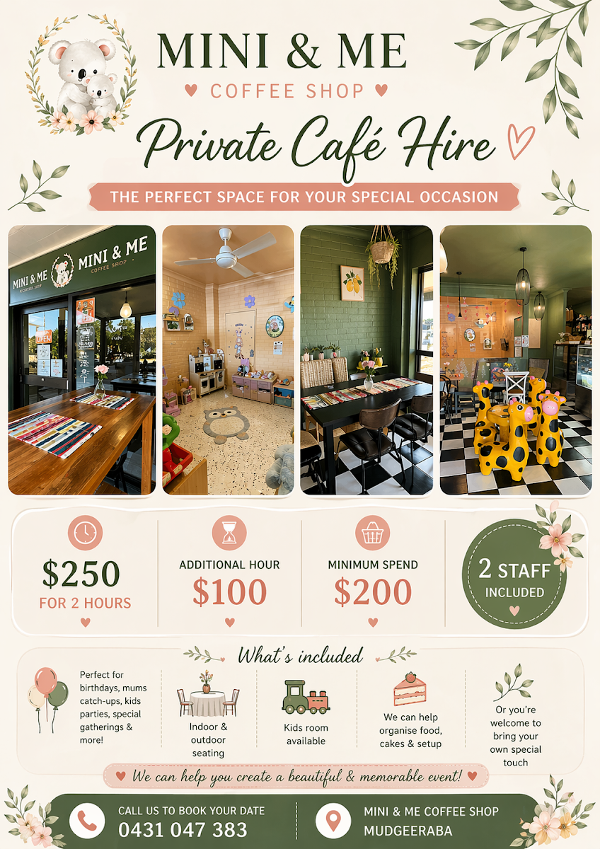 Menu, Mini & Me Coffee Shop