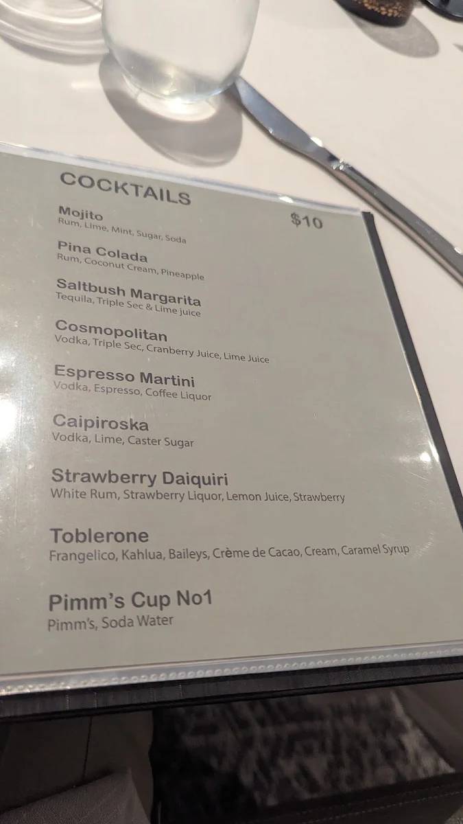 Menu, Saltbush Training Restaurant