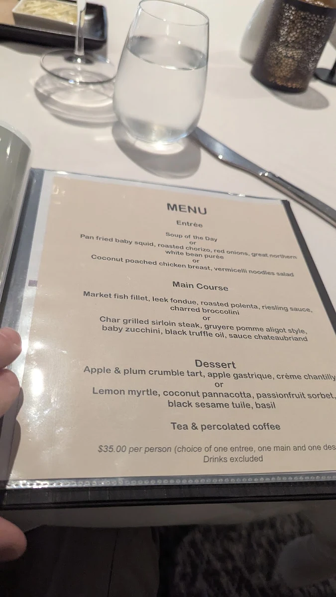 Menu, Saltbush Training Restaurant