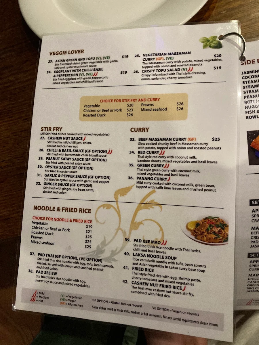 Menu, Chong Co Thai Belconnen