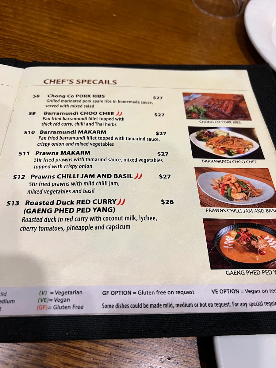 Menu, Chong Co Thai Belconnen