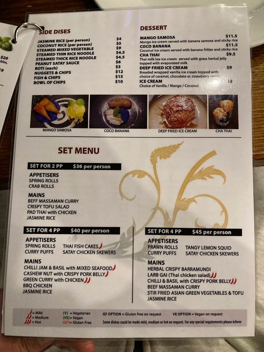 Menu, Chong Co Thai Belconnen
