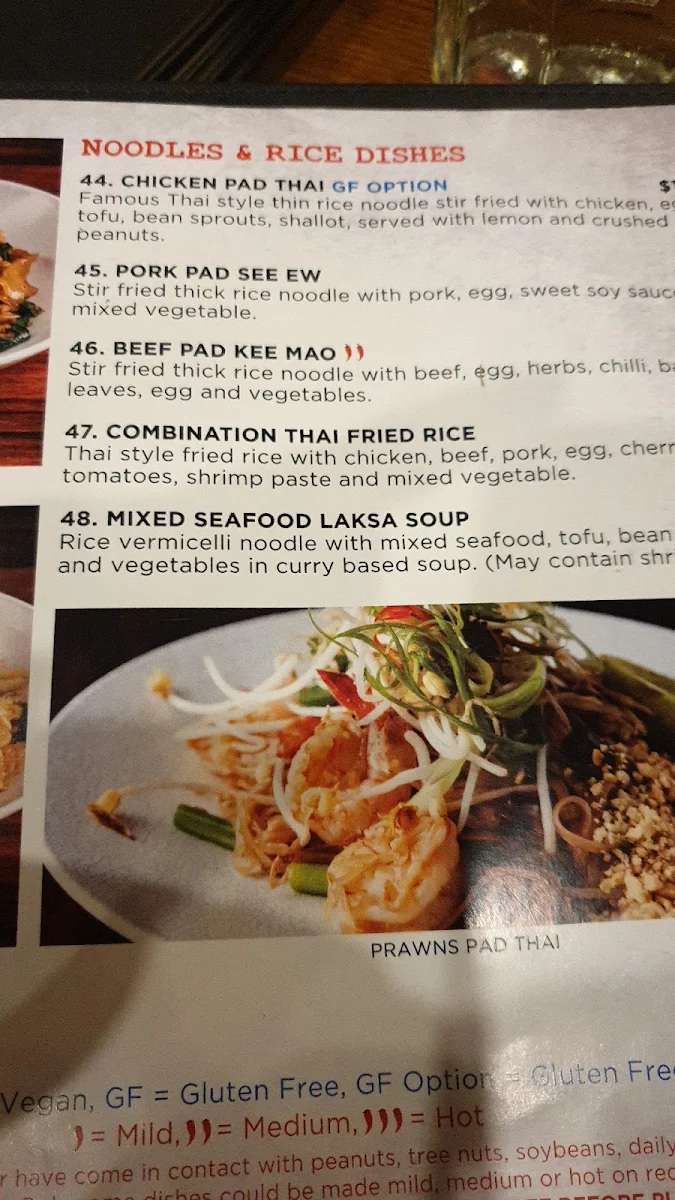 Menu, Chong Co Thai Belconnen