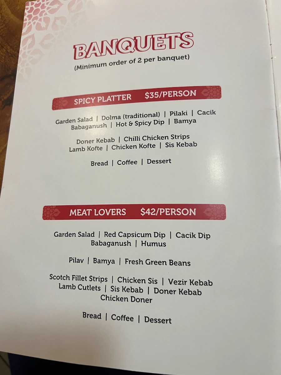 Menu, Alasya Restaurant