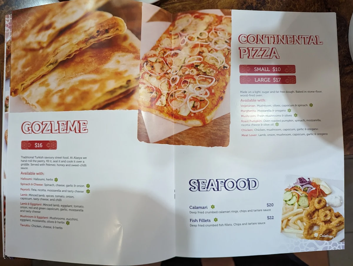 Menu, Alasya Restaurant