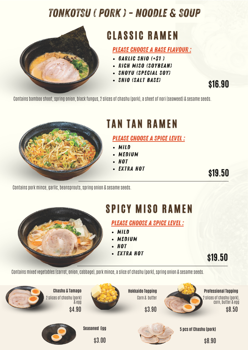 Menu, Little Ramen Bar