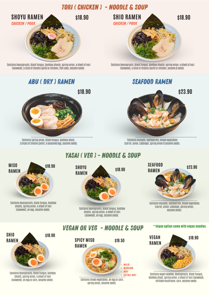 Menu, Little Ramen Bar