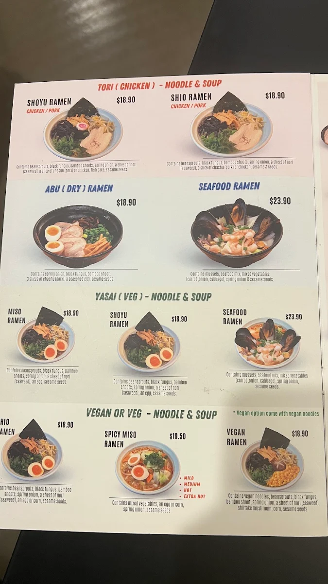 Menu, Little Ramen Bar