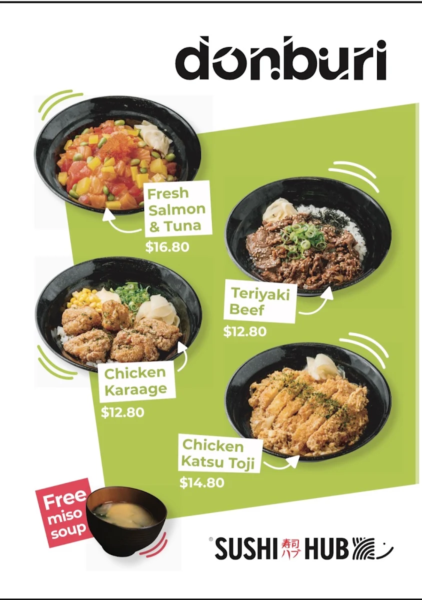 Menu, Sushi Hub Dandenong Square