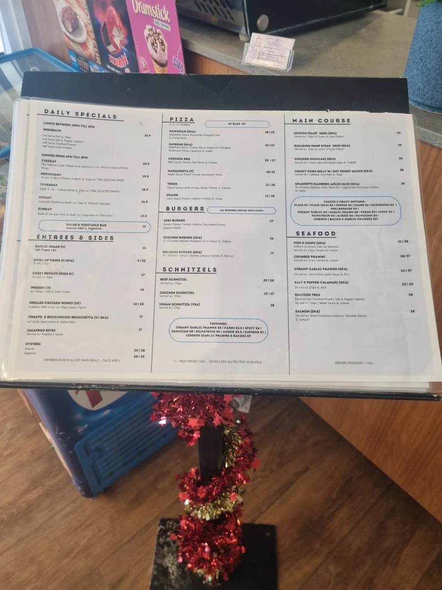 Menu, Barmera Club